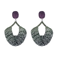 ( green)occidental style Rhinestone earrings exaggerating geometry fully-jewelled Earring woman banquet