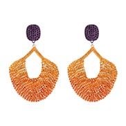 ( orange)occidental style Rhinestone earrings exaggerating geometry fully-jewelled Earring woman banquet