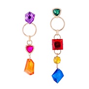 ( Color)occidental style long style tassel earring temperament wind asymmetry samll glass earrings