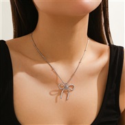 ( 1  White K 6242)occidental styleow bow necklace sweetins wind imitate Pearl Metal Collar woman