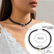 ( 2  White K+ black 6243)occidental styleow bow necklace sweetins wind imitate Pearl Metal Collar woman