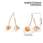 ( Gold 3 82)occidental style brief enamel cherry ear studcherry earrings  fashion Alloy fruits Earring woman