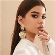 ( Gold 3 8 )occidental style personality exaggerating Metal pendant ear stud woman high retro texturedearrings Earring