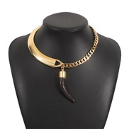 ( Gold)occidental style wind retro personality splice necklace  exaggerating fashion samll chain