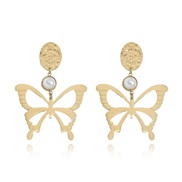 ( Gold)occidental style personality hollow butterfly Earring woman fashion all-Purpose lady high quality gold earring