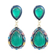 ( Blue color) Alloy enamel earrings drop earring lady exaggerating Bohemia occidental style wind