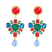 (red color ) colorful diamond Earring occidental style earrings woman Bohemian style fully-jewelled Alloy