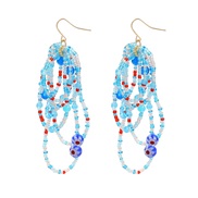 ( blue) occidental style earrings resin beads lady Bohemia ethnic style tassel samll style