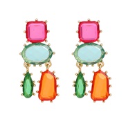 ( Rosy red color)trend colorful diamond earrings occidental style exaggerating Earring woman multilayer geometry color 