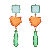 ( Blue color) colorful diamond earrings occidental style exaggerating Earring woman geometry color earring Bohemiaearri