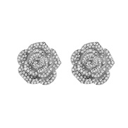 ( Silver)occidental style exaggerating earrings Rhinestone flowers Earring lady banquet bride ear studearrings