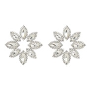 ( Silver)super claw chain flowers earrings occidental style exaggerating Earring woman trend glass diamond colorful dia