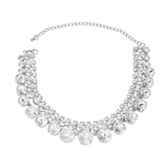 ( Silver)super multilayer Round glass diamond necklace occidental style exaggerating lady sweater chain banquet bride