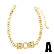 (A)occidental style exaggerating punk leopard bracelet samll embed zircon gilded braceletbrm