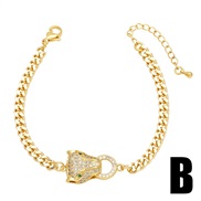 (B)occidental style exaggerating punk leopard bracelet samll embed zircon gilded braceletbrm