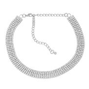 ( Silver)necklace occidental style necklace multilayer Rhinestone chain lady exaggerating banquet bride