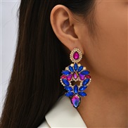 ( blue)creative exaggerating geometry samll Rhinestone earrings woman  trend personality luxurious earring