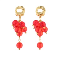 ( red)occidental style exaggerating multilayer resin earrings woman Bohemian style samll high