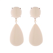 ( white)occidental style retro temperament Alloy transparent resin earrings geometry Round drop Double layer ear stud