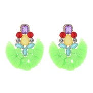 ( Fluorescent green )occidental style trend colorful diamond tassel exaggerating high earrings Bohemia ethnic style lad