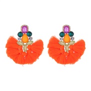 ( Orange)occidental style trend colorful diamond tassel exaggerating high earrings Bohemia ethnic style lady Earring