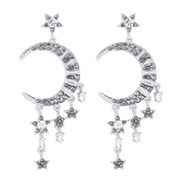 ( White K)E occidental style fashion creative Moon star fashion earring  exaggerating long style tassel geometry earrin