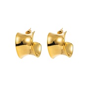 ( Gold)E occidental style brief wind bronze color retention surface earrings  Irregular personality wind high earring