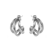 E brief stainless steel twisted earrings  Metal wind samll color retention Irregular buckle