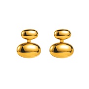 ( Gold)E brief wind stainless steel ear stud  geometry samll Oval splice earrings woman