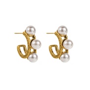 (C)E stainless steel Pearl earrings high vintage retro medium ear stud