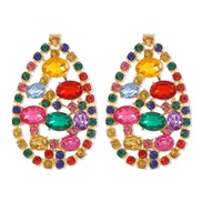 ( Color diamond )E occidental style  hollow drop earring exaggerating palace wind colorful diamond retro earrings