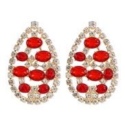 (red )E occidental style  hollow drop earring exaggerating palace wind colorful diamond retro earrings