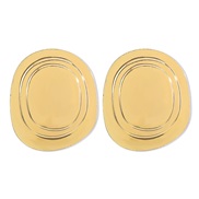 ( Gold)E occidental style exaggerating surface Round Stripe earrings I wind Metal textured personality earring