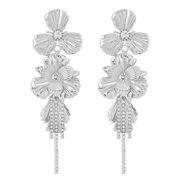 ( White K)E occidental style  Metal wind three-dimensional flowers earrings Rhinestone tassel exaggerating earring