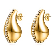 ( Gold)E stainless steelI wind high earrings  lovely drop retro ear stud