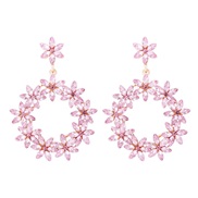 (57548 PK)occidental style geometry Alloy cirque earrings fashion personality temperament luxurious Earring fully-jewel