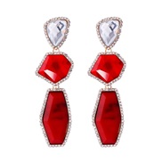 ( red) fashion personality wind Alloy geometry Acrylic ornament earrings brief head woman earrings