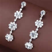 Korean style fashionOL concise flowers flash diamond temperament lady ear stud earring
