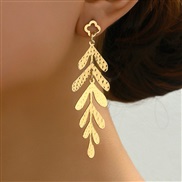occidental style fashion gold concise leaves temperament lady earring