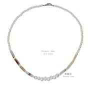 (N2544)spring summer Bohemian style color half gem beads necklace woman all-Purpose Pearl necklace samll