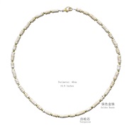 (N2514 )spring summer Bohemian style color half gem beads necklace woman all-Purpose Pearl necklace samll
