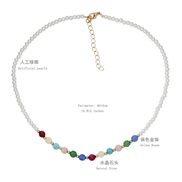 (N2527)spring summer Bohemian style color half gem beads necklace woman all-Purpose Pearl necklace samll