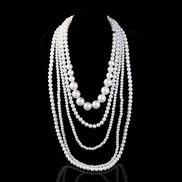 (1) imitate Pearl woman style multilayer Pearl necklaceins occidental style exaggerating beads long style sweater chain