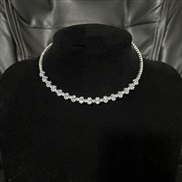 (3)occidental style bride fully-jewelled zircon circle necklace earrings three set woman brilliant Rhinestone Collar
