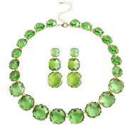 ( A style green)occidental style Alloy mosaic resin geometry transparent fashion brief earring necklace set woman