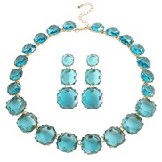 ( A style blue)occidental style Alloy mosaic resin geometry transparent fashion brief earring necklace set woman