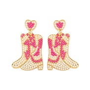 ( Pink) creative exaggerating Alloy beads earrings fashion personality temperament love earring