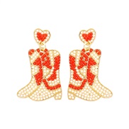 ( red) creative exaggerating Alloy beads earrings fashion personality temperament love earring
