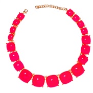 ( Pink)summer geometry Acrylic half Round necklace candy colors girl clavicle chain