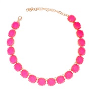 ( Pink)summer geometry surface Acrylic Round necklace candy colors girl clavicle chain